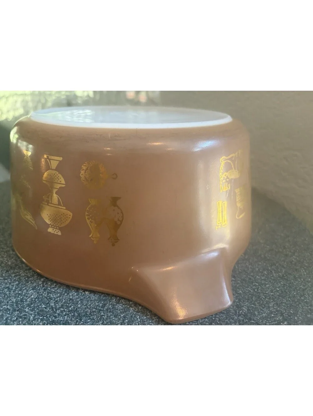VINTAGE PYREX EARLY AMERICAN 2.5 Qt BROWN GLASS CASSEROLE DISH w LID 475 B 475 C